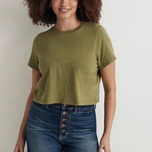 Madewell Soft Fade Cotton Boxy Crop Tee Size Small